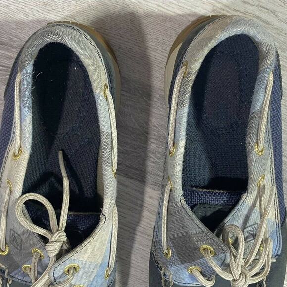 Navy blue Sperry Top-Sider loafers shoes 7M plaid Leather Upper - Picture 9 of 11